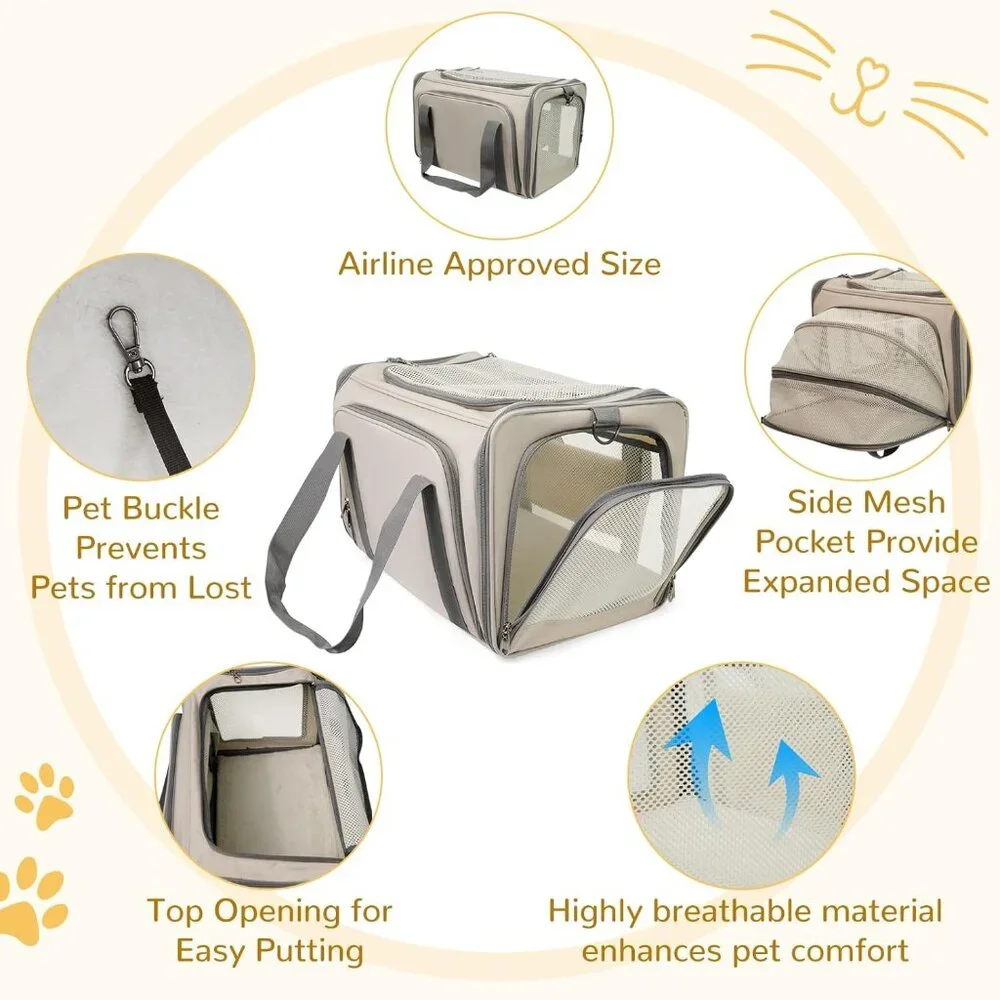 Tranquitas Dog/Cat Carrier Soft for Pets Up to 15 Lbs, TSA Airline Approved